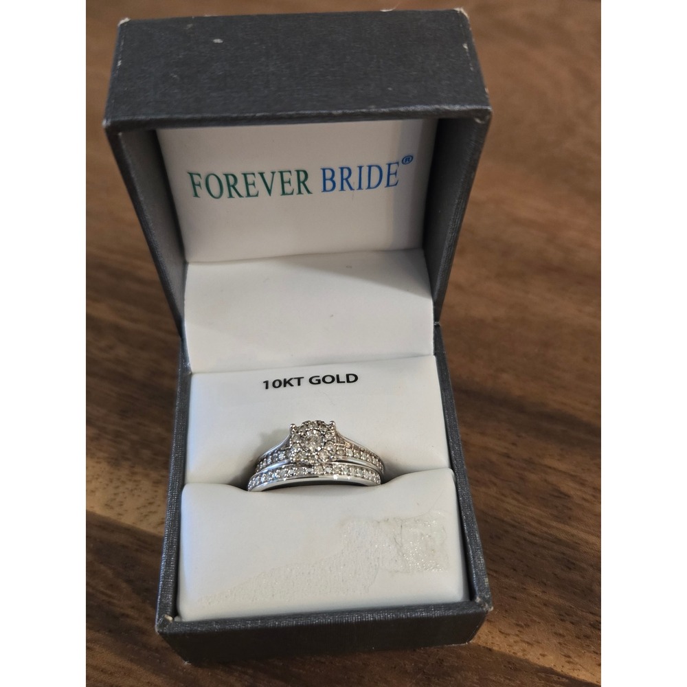 Forever Bride 10K White Gold 1/3 CTW Diamond Bridal Set Size 7 KR18913REW-11